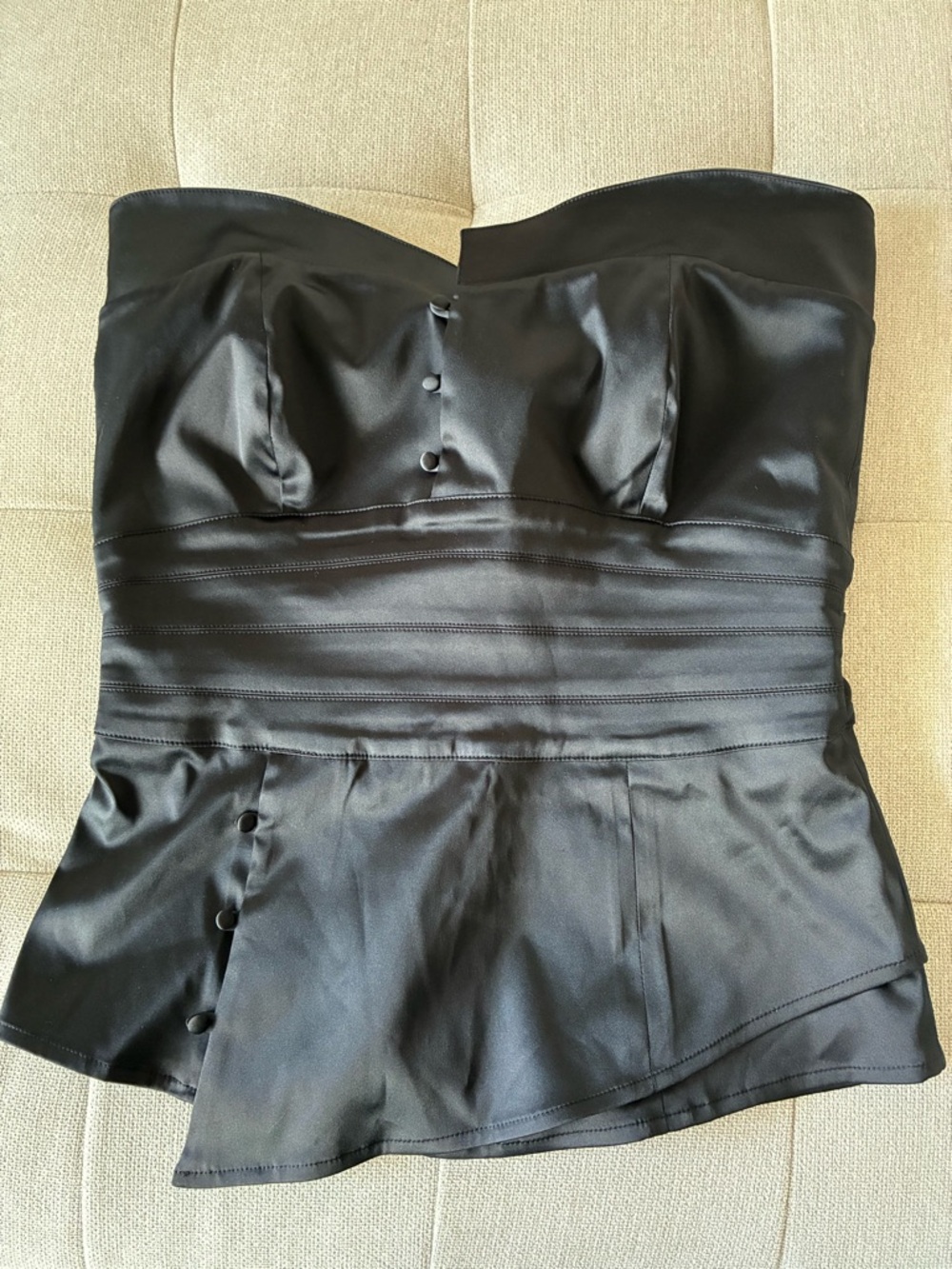 Rock & Republic Black Satin Strapless Bustier Top
